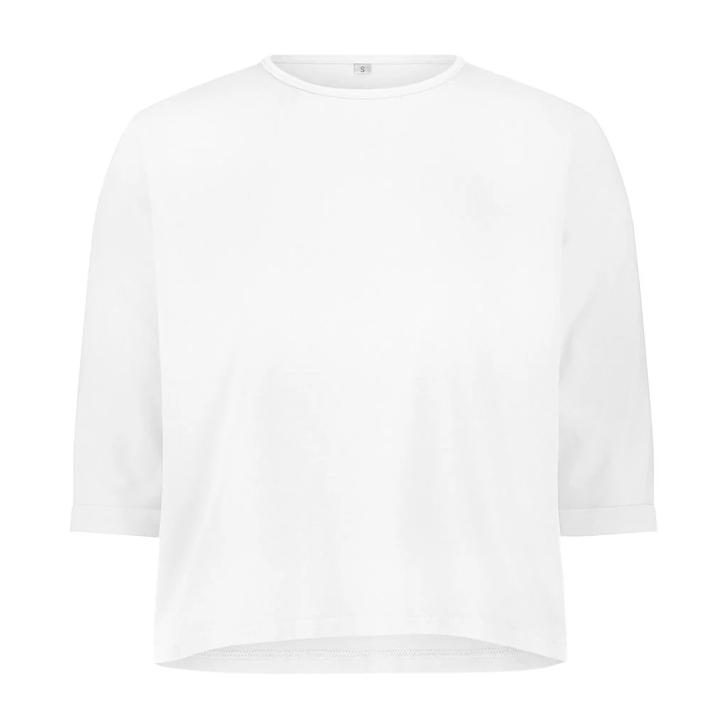 3-4 Sleeve Cotton Tee- White - Image 3