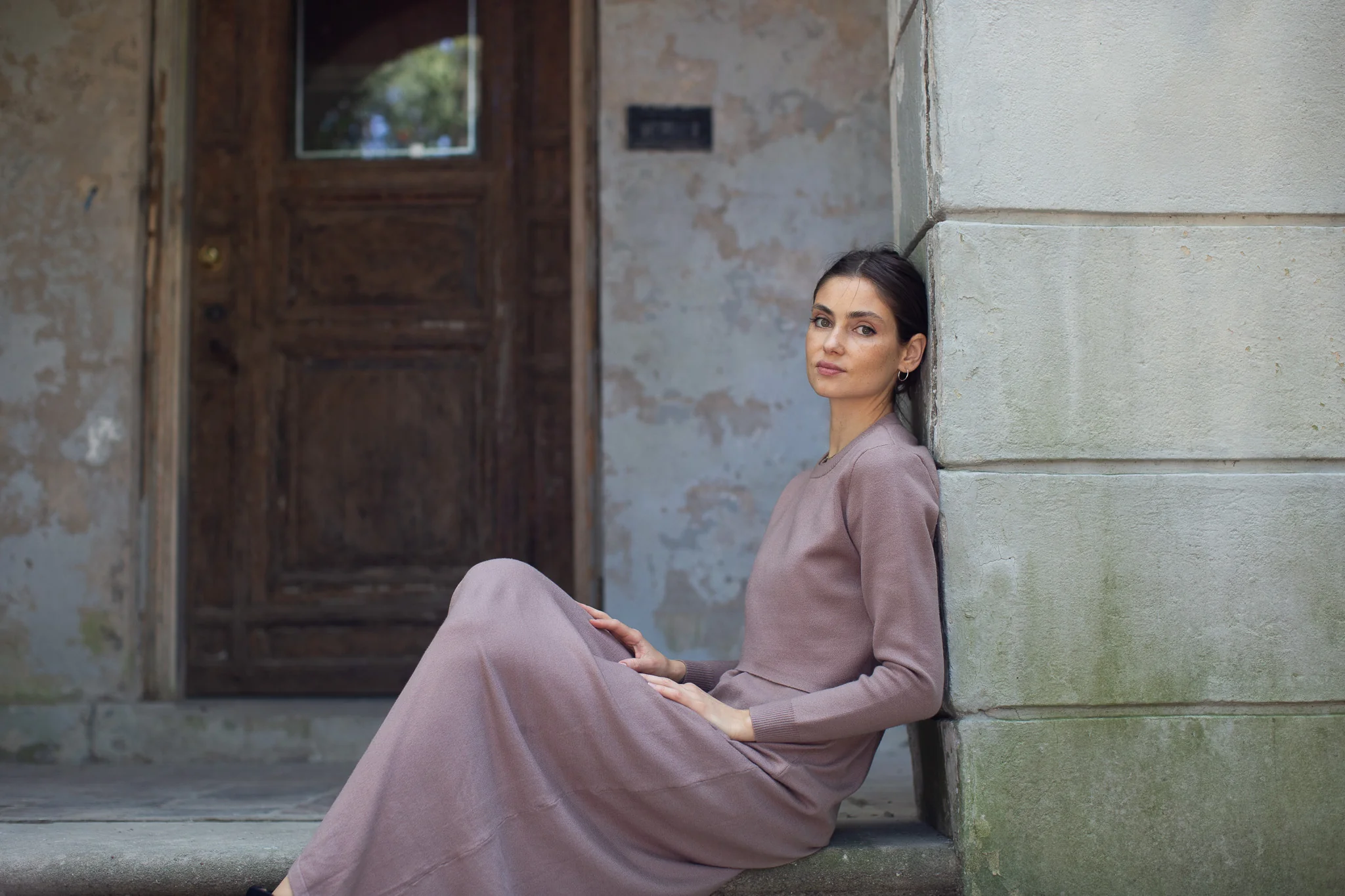 Knit Sleeveless Dress- Taupe - Image 4