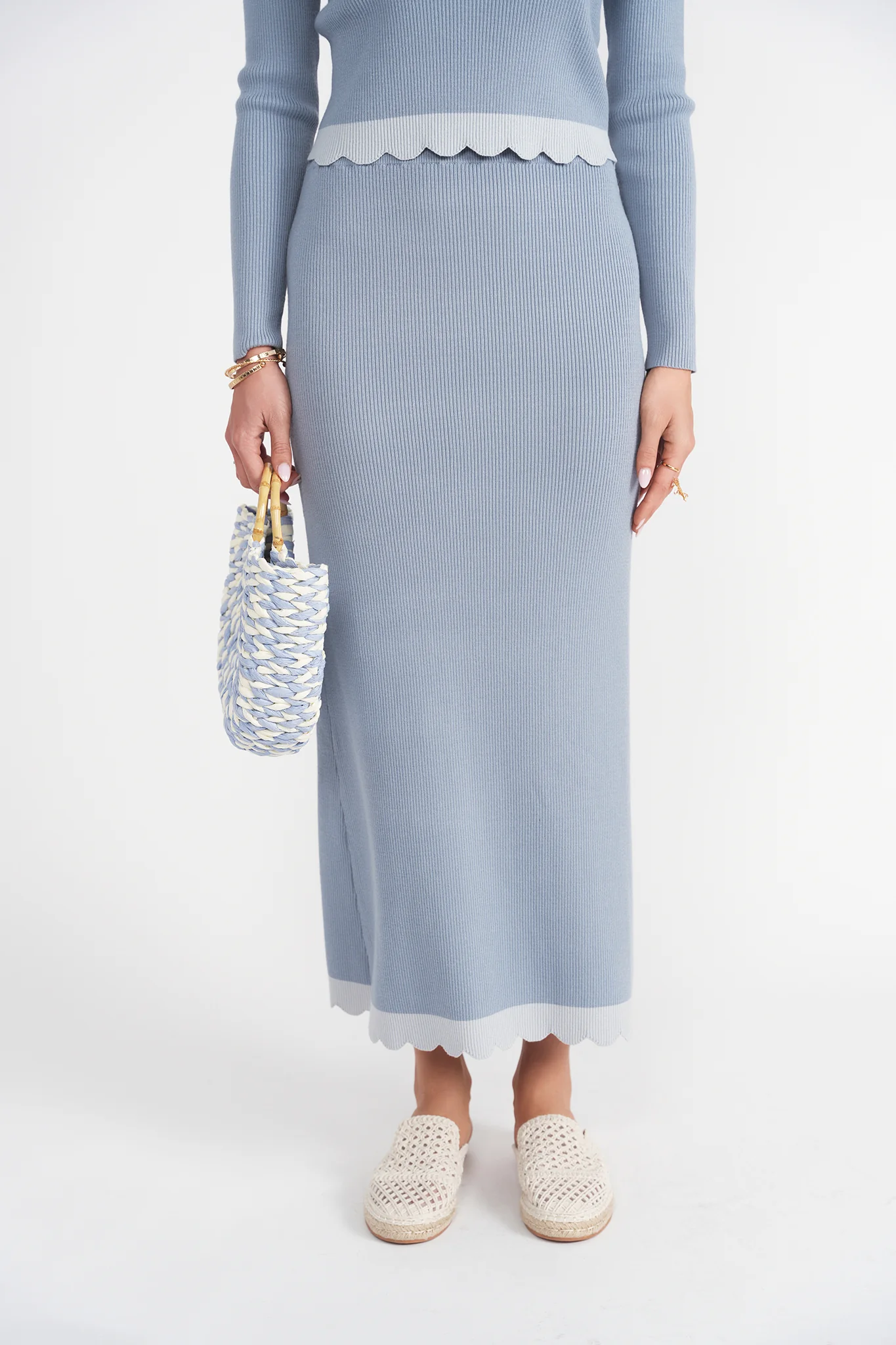 Scalloped Knit Skirt- Baby Blues - Image 6